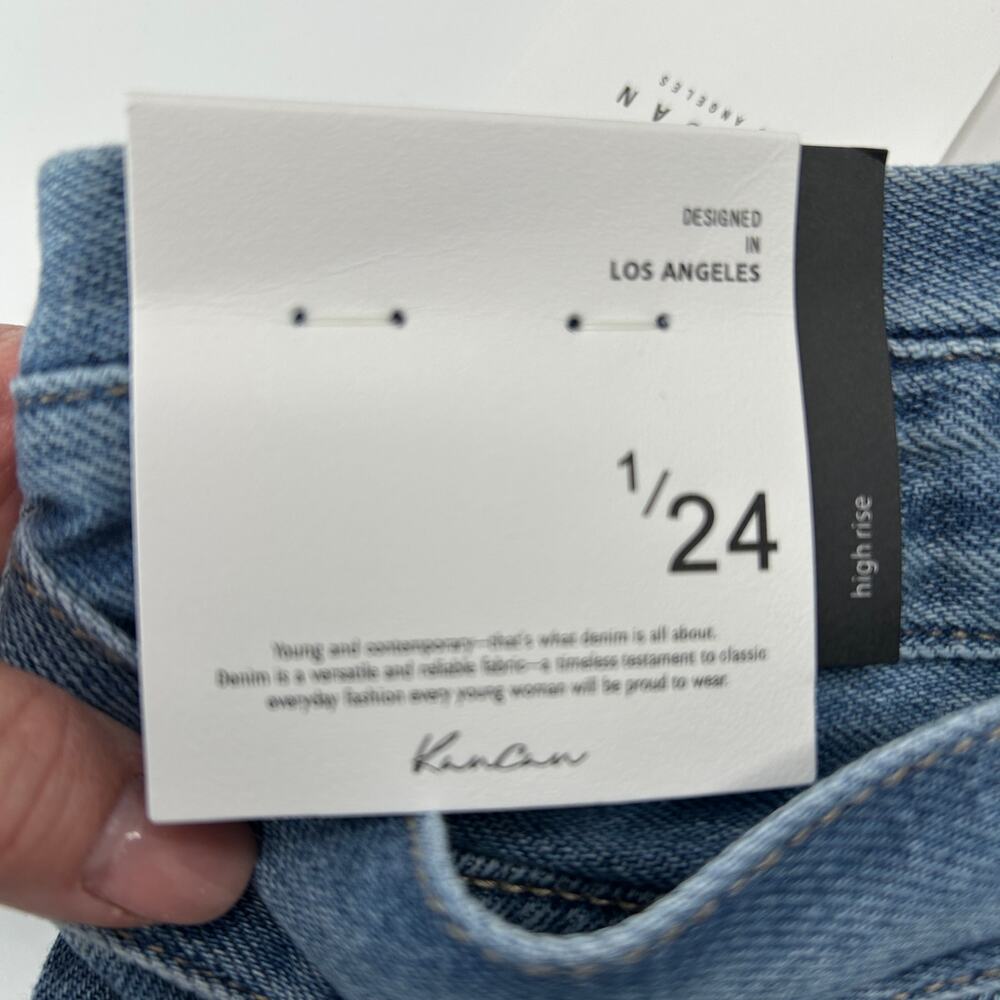 Kancan Cuffed Rigid Mid Rise Denim Jean Shorts Blue Removable Belt Women 24 NWT - Picture 11 of 11
